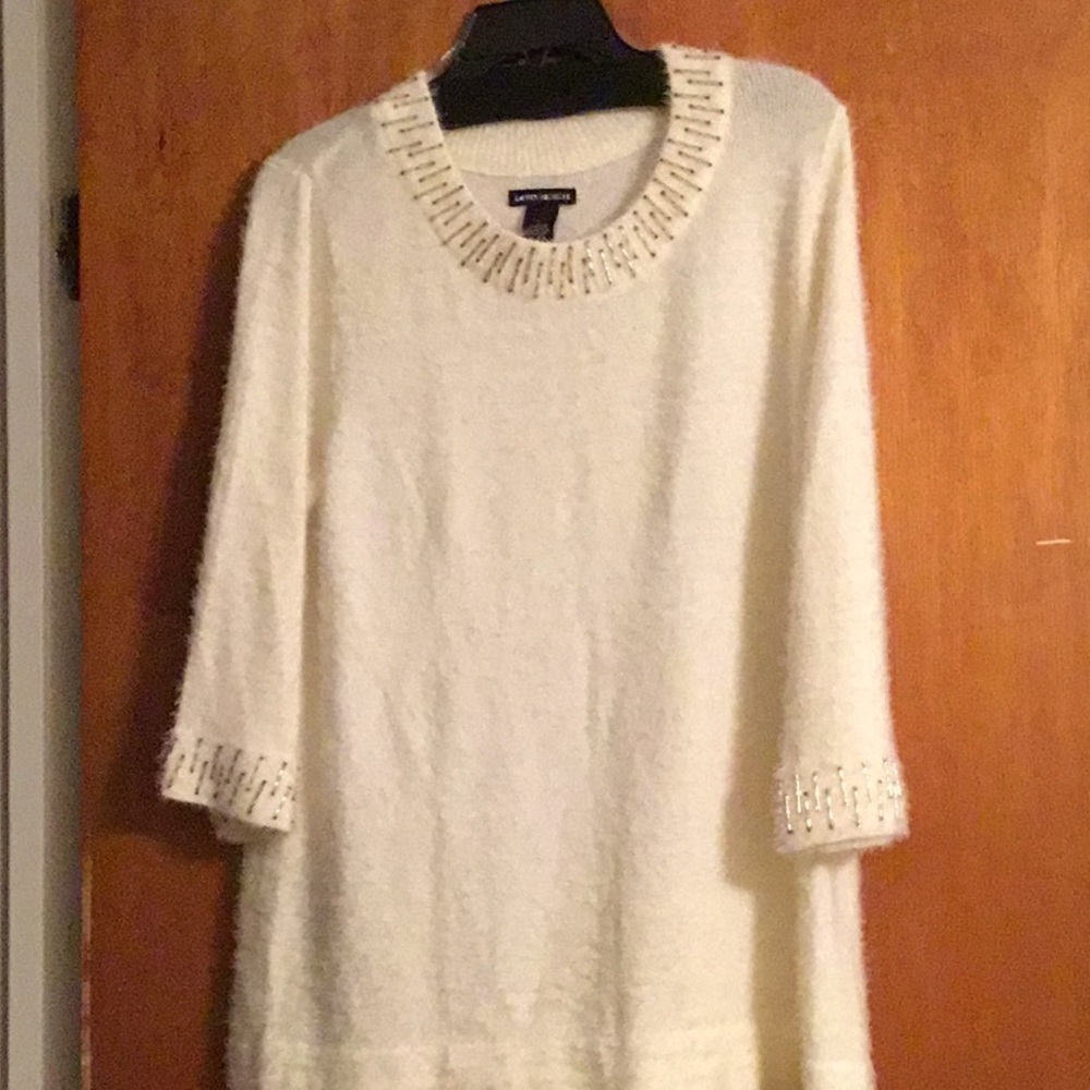 White beaded sweater